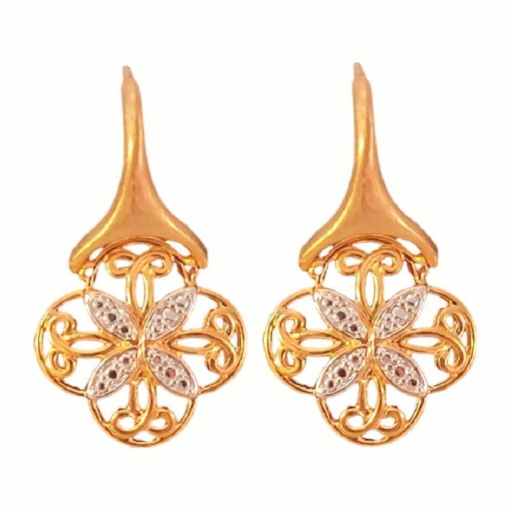 Gold Over Sterling Two Tone Clover Hinge Drop Earrings